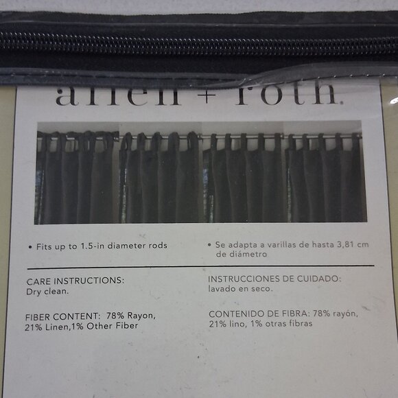 Allen+Roth Set of 2 Solid Gray Light Filtering Curtain Panels 50"x84" - Picture 8 of 11